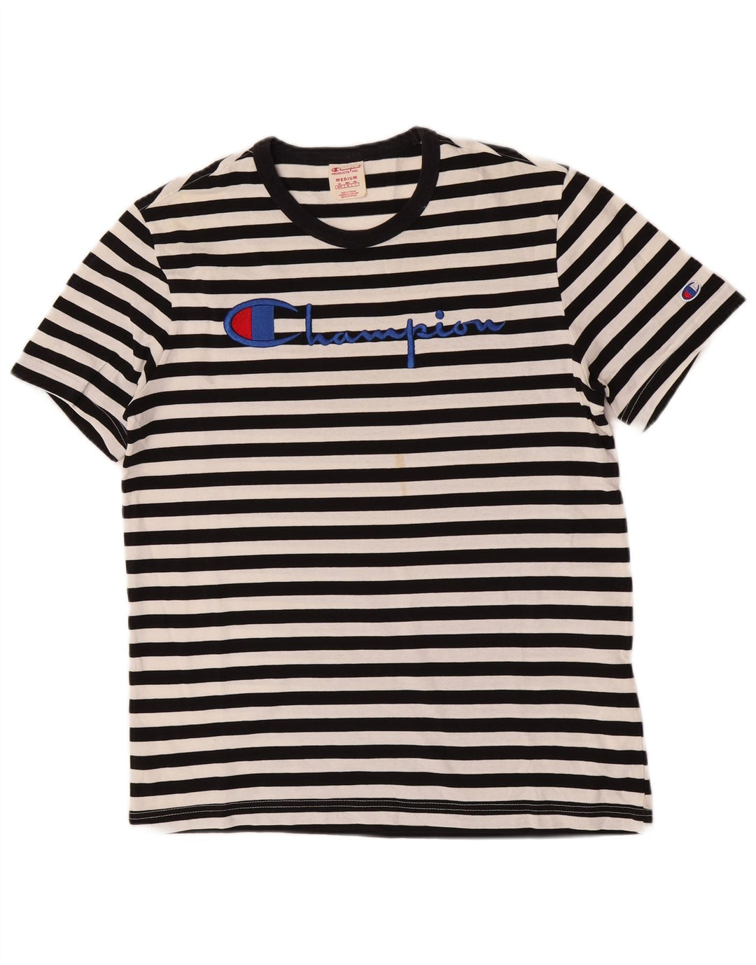 Champion T-Shirt Graphique Homme Noir Moyen Rayé Coton