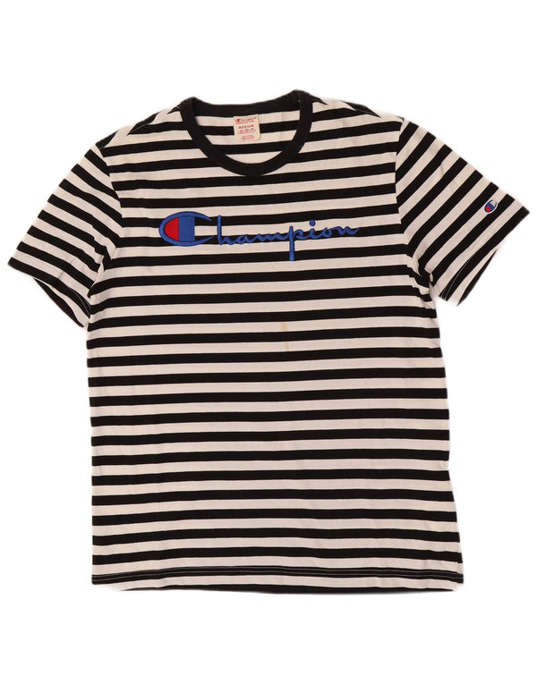 Champion T-Shirt Graphique Homme Noir Moyen Rayé Coton