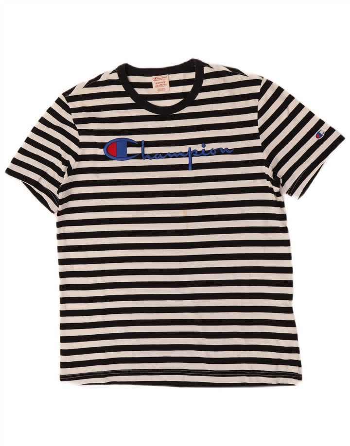 Champion T-Shirt Graphique Homme Noir Moyen Rayé Coton
