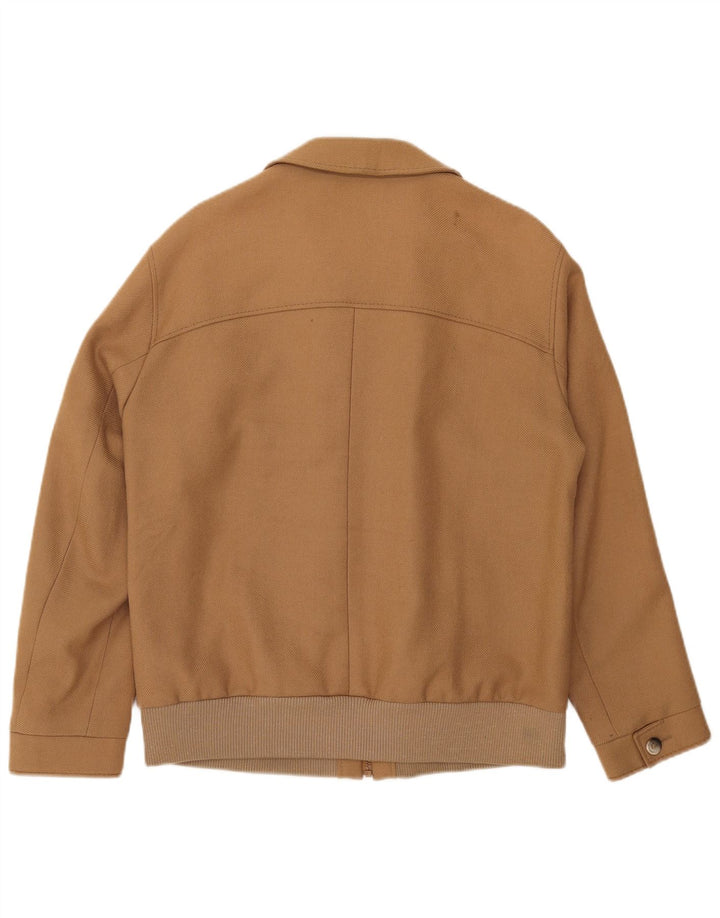 vintage Mens Bomber Jacket UK 38 Moyen Beige Argyle/Diamond Wool