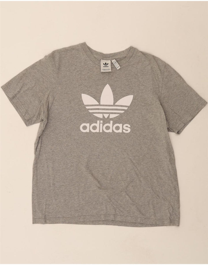 ADIDAS Mens Graphic T-Shirt Top Large Grey Cotton Vintage Adidas and Second-Hand Adidas from Messina Hembry 