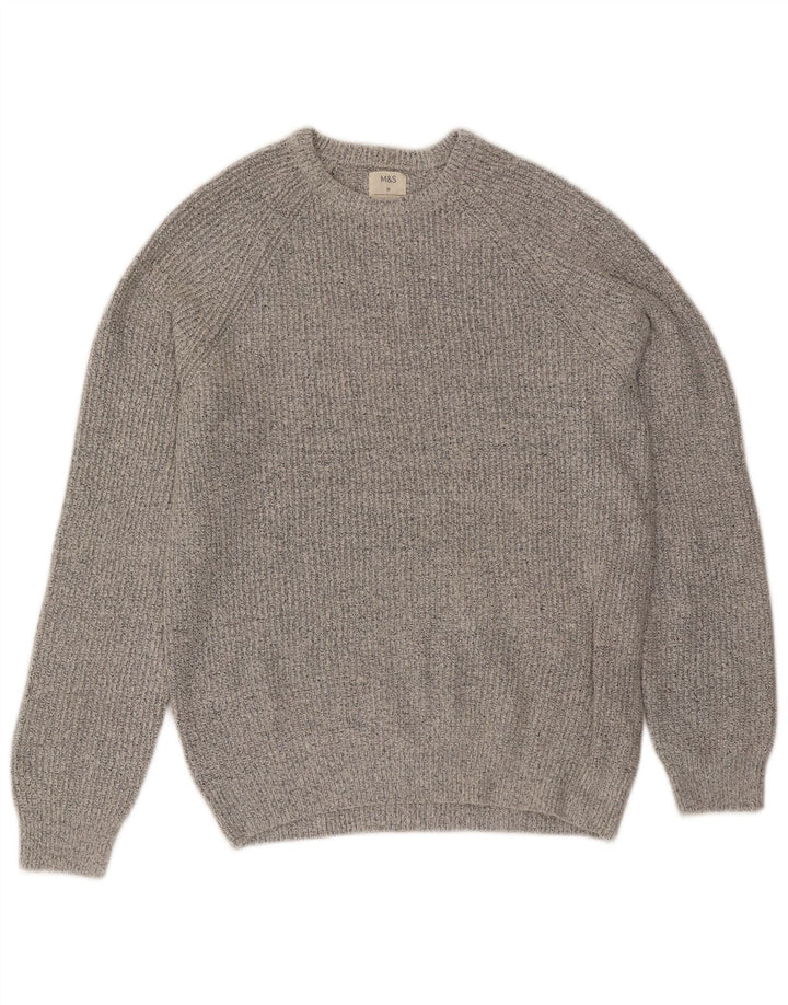 Marks & Spencer Pull Col Ras du Cou Homme Gris Moyen Polyamide