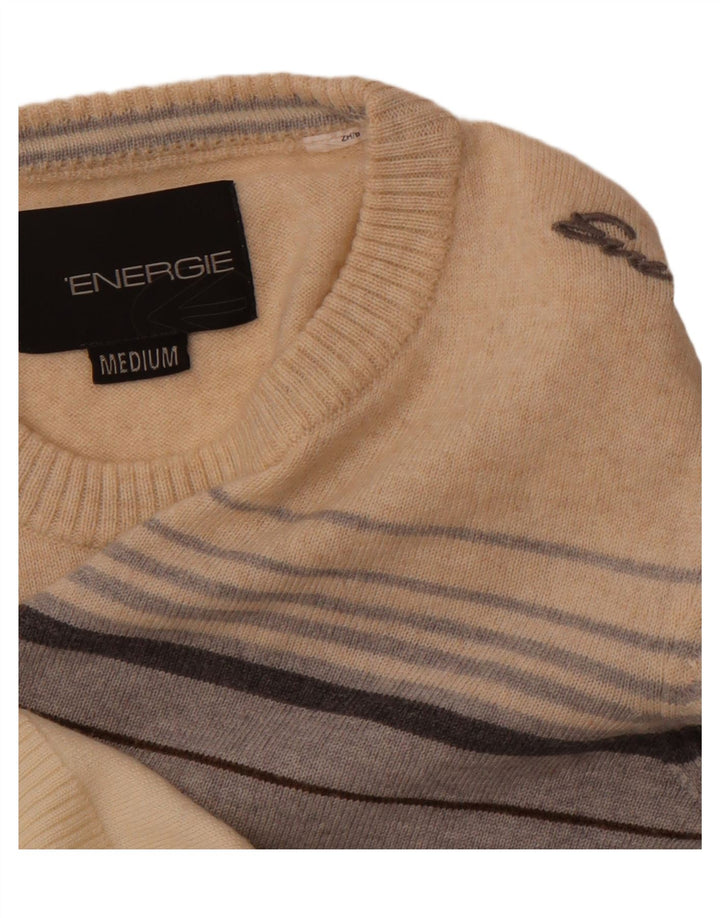 ENERGIE Pull col rond homme rayé beige moyen