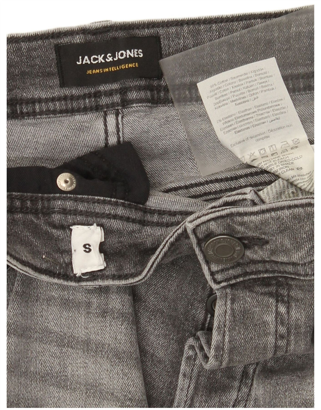 Jack & Jones Short en Jean Regular Homme Petit W29 Gris Coton