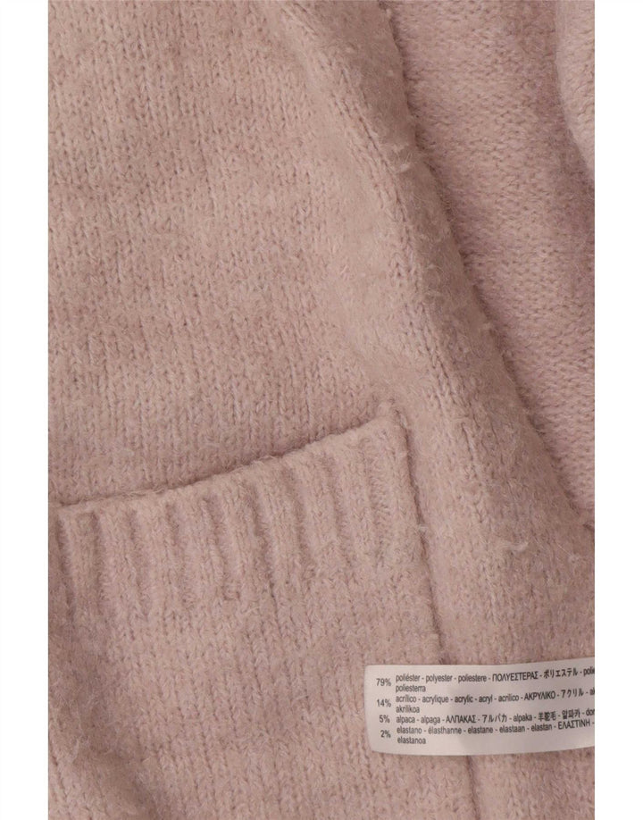 Zara Womens Longline Oversize Cardigan Pull UK 10 Petit Rose Polyester