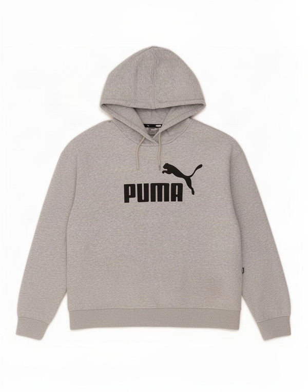 Puma Sweat à capuche court surdimensionné pour femme UK 16 Large Gris Coton
