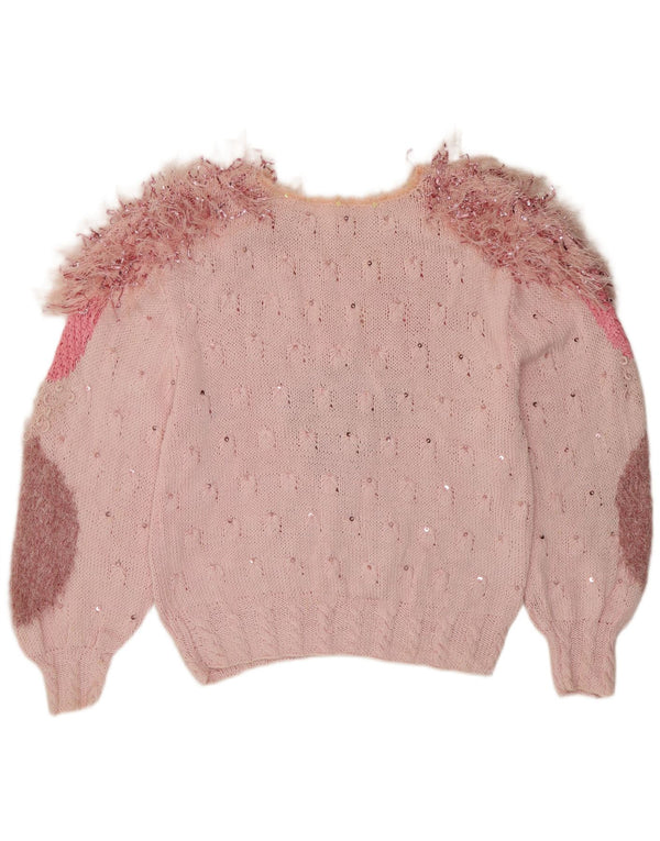 vintage Womens Boat Neck Jumper Pull UK 16 Grand Rose