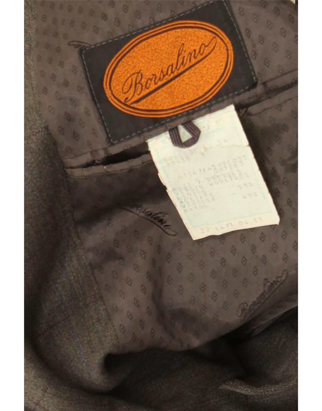 Borsalino Veste Blazer 2 Boutons Homme IT 54 2XL Gris Carreaux Laine
