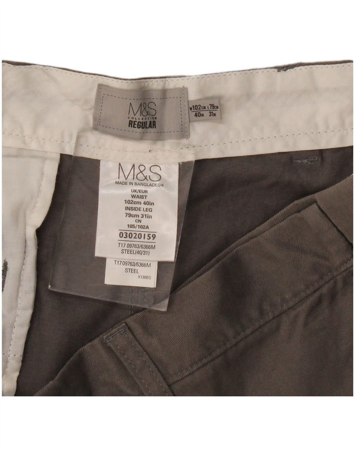 Marks & Spencer Pantalon Chino Coupe Regular Homme W40 L31 Gris Coton