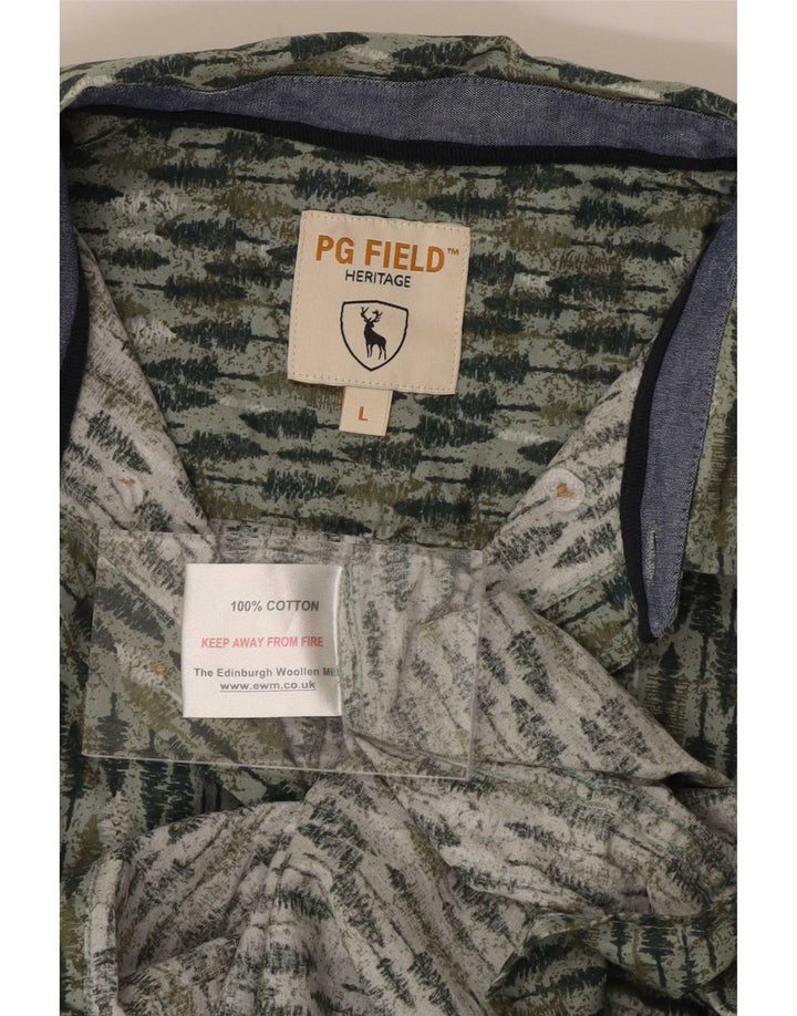PG Field Chemise à manches courtes à motif abstrait pour homme Large Vert