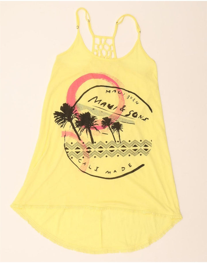 MAUI AND SONS Womens Graphic Sundress UK 12 Medium Yellow Vintage Maui and Sons and Second-Hand Maui and Sons from Messina Hembry 