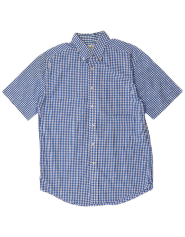 L.L.BEAN Chemise à manches courtes pour homme, coupe traditionnelle, vichy bleu moyen