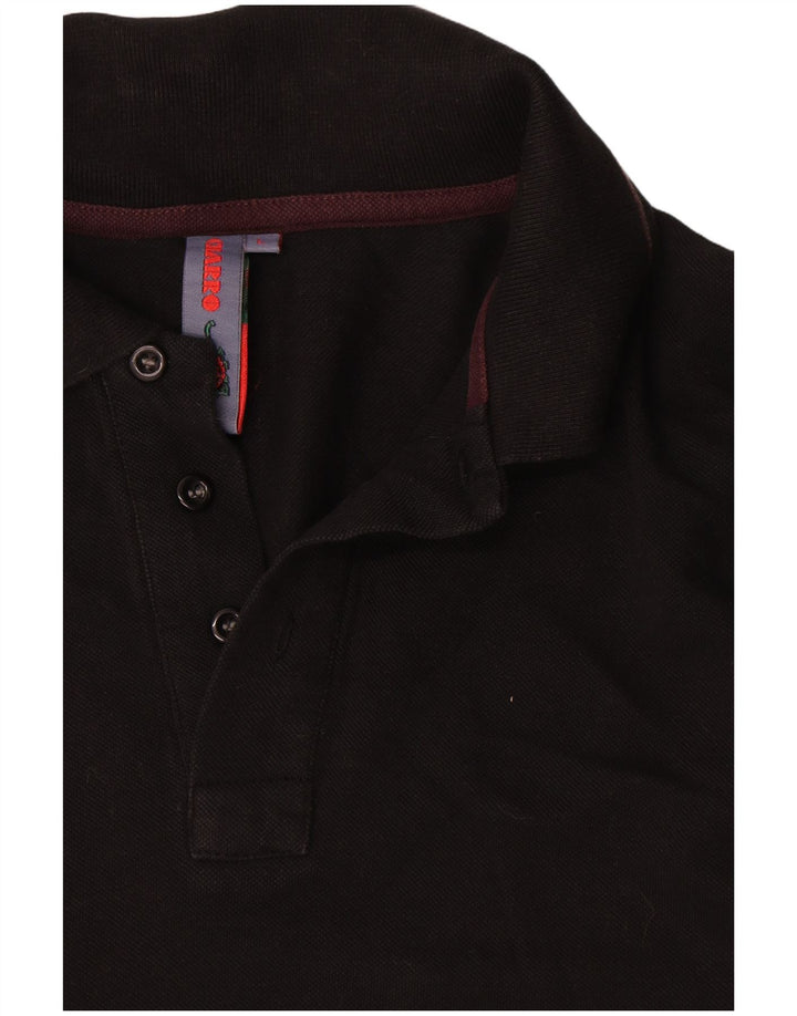 Charro Polo à manches longues pour homme en coton noir