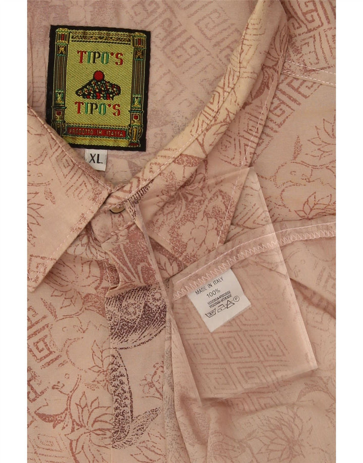 TIPO' S Mens Abstract Pattern Shirt XL Beige Viscose Vintage Tipo' S and Second-Hand Tipo' S from Messina Hembry 