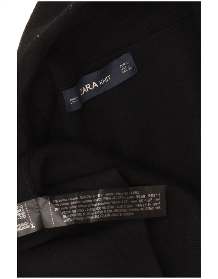 Zara Womens Open Cardigan Sweater UK 16 Large Noir Viscose