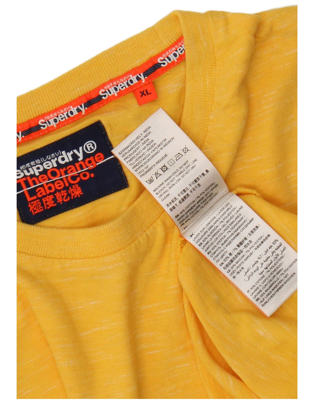 SUPERDRY T-Shirt Homme Top XL Jaune Moucheté Coton