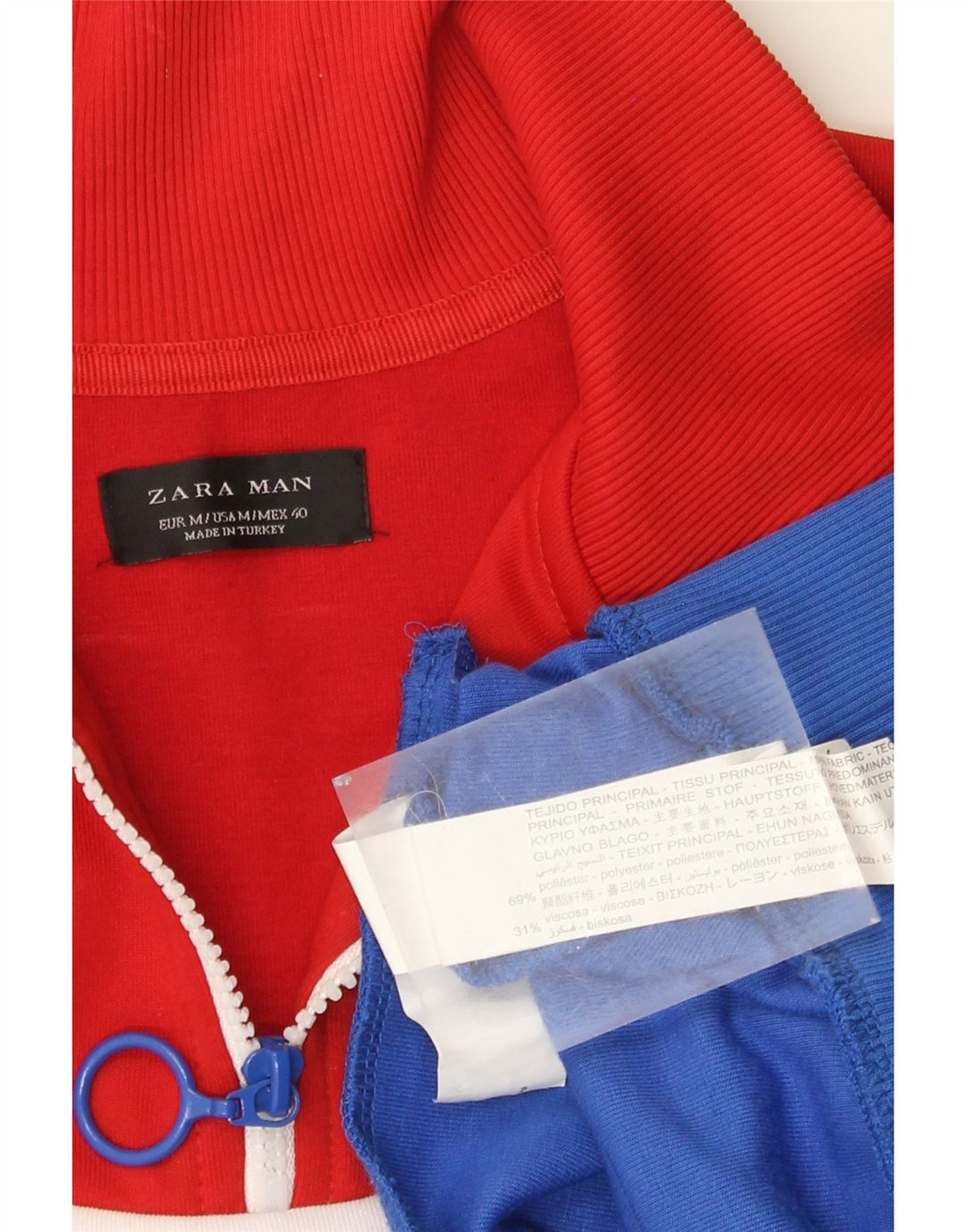 ZARA Homme Sweat-shirt à col zippé Medium Multicolore Colourblock