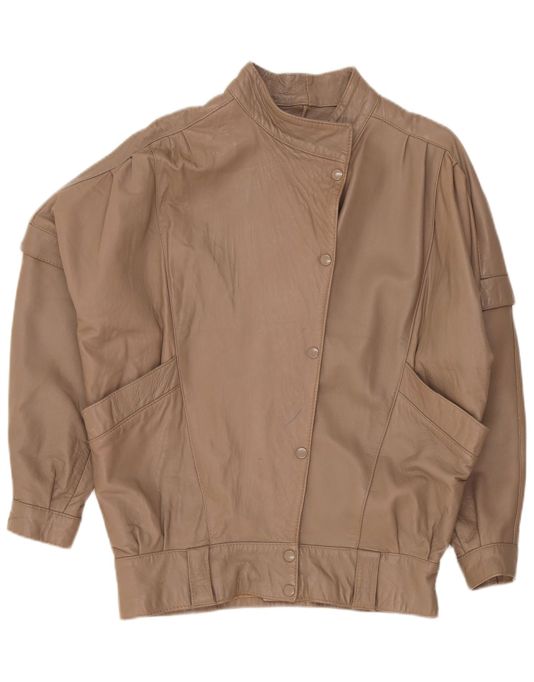 Veste en cuir surdimensionnée femme vintage UK 14 Medium Brown Rétro