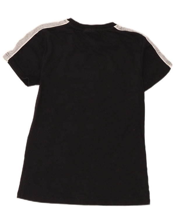 Fila T-shirt graphique pour femme UK 10 Petit coton color block noir