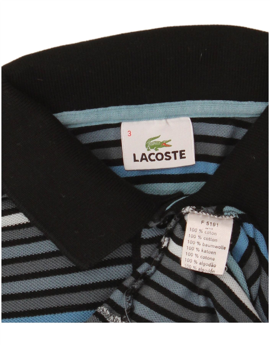 Lacoste Polo Homme Taille 3 Petit Coton Rayé Gris