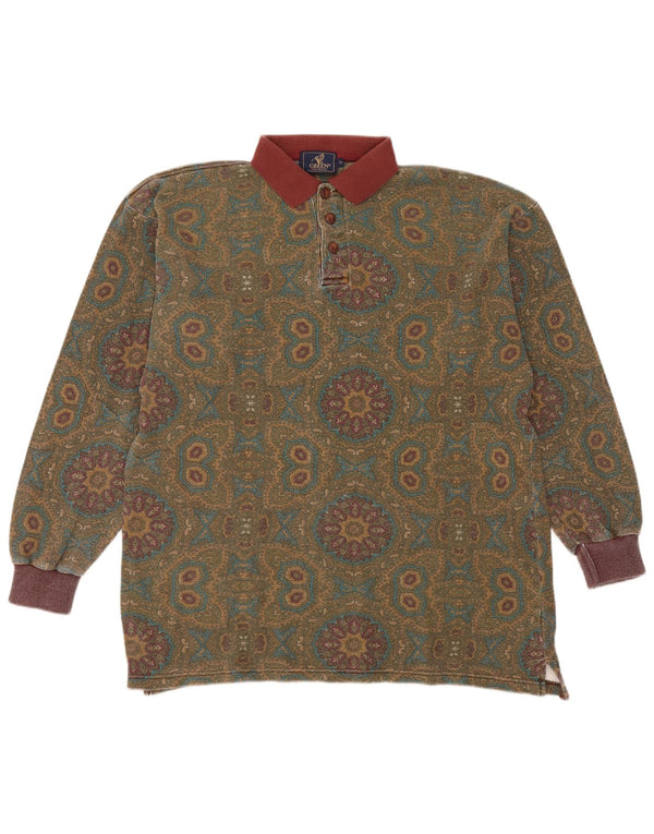 Polo à manches longues pour homme vert en coton cachemire kaki moyen