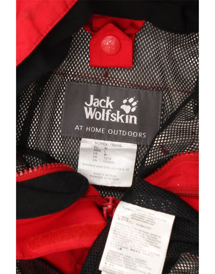 Jack Wolfskin Veste de pluie à capuche pour femme UK 12/14 Rouge moyen Polyamide