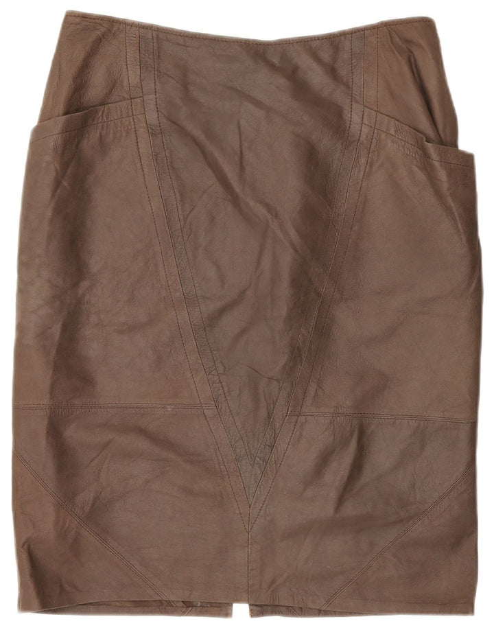 jupe en cuir femme vintage W32 Grand Marron