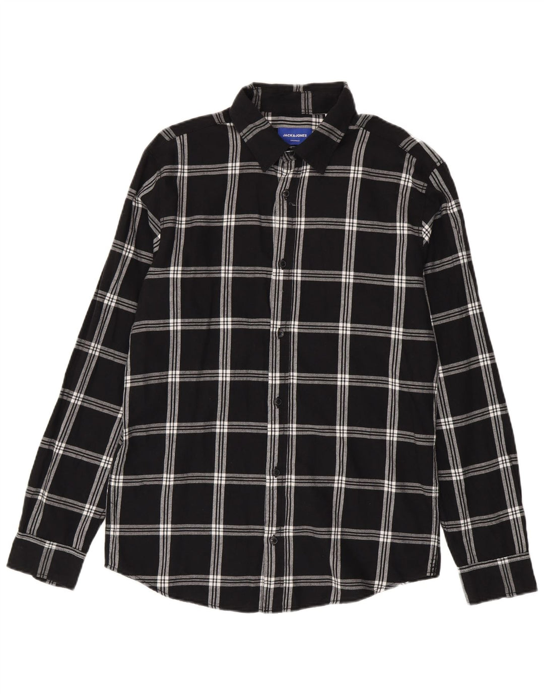 Jack & Jones Chemise en flanelle pour homme en coton à carreaux noirs