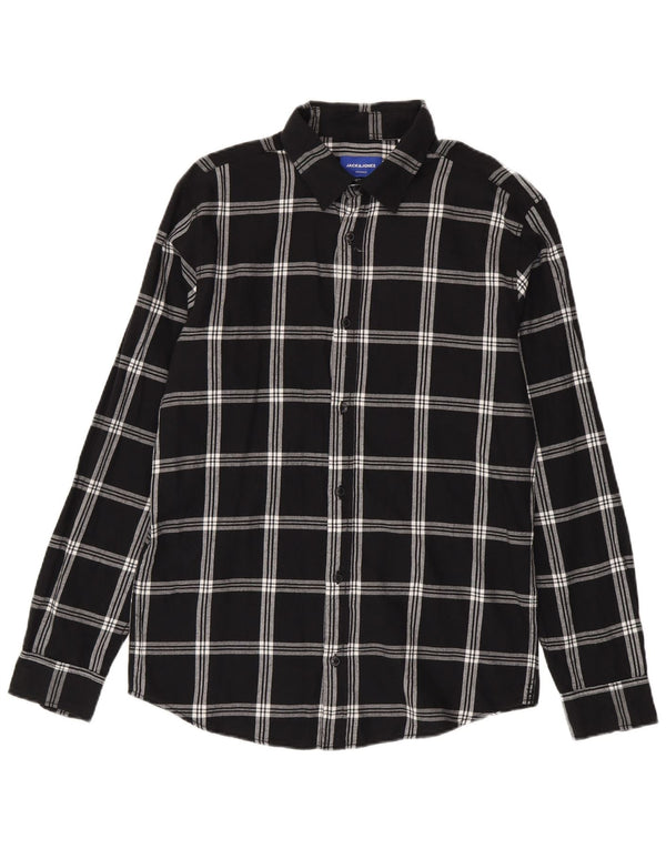 Jack & Jones Chemise en flanelle pour homme en coton à carreaux noirs