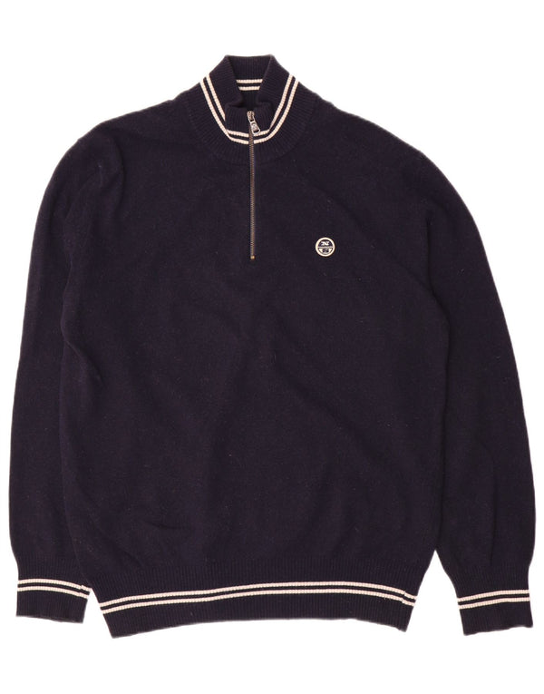 North Sails Pull à col zippé pour homme 2XL en laine bleu marine