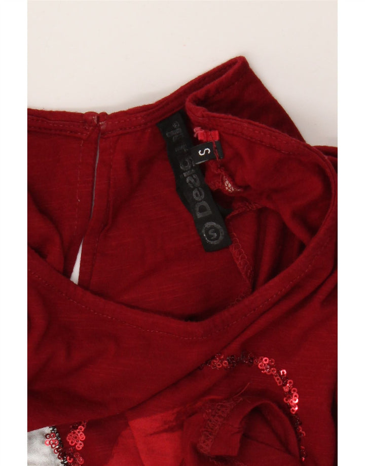 Desigual Débardeur graphique surdimensionné pour femme UK 10 Small Rouge