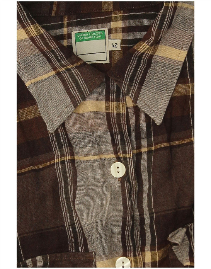 Benetton Chemise Femme IT 42 Viscose À Carreaux Marron Moyen
