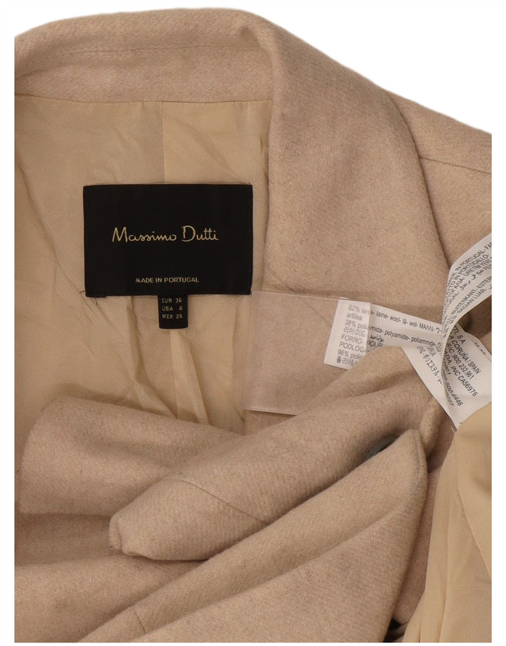 Massimo Dutti Veste Blazer 1 Bouton Femme EU 36 XS Laine Beige