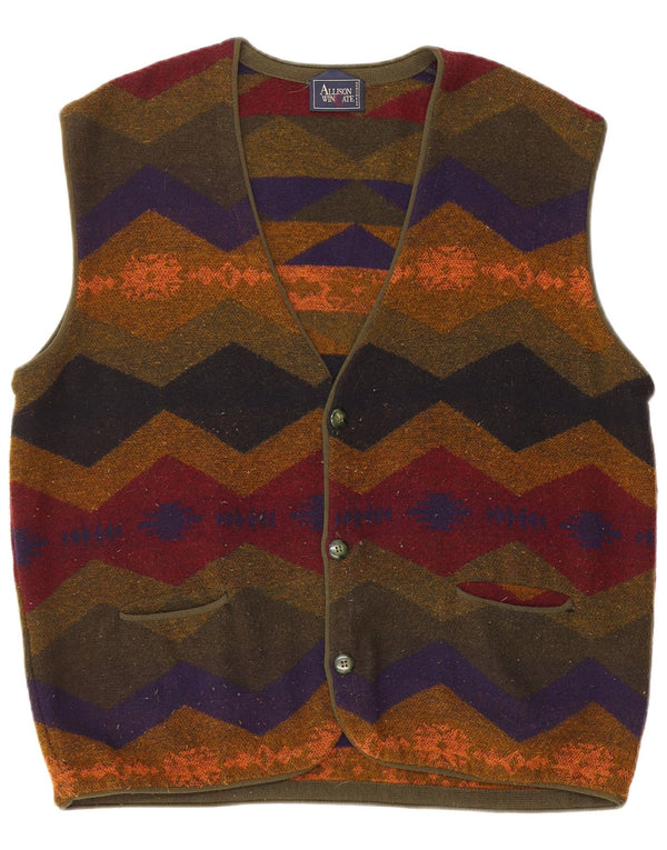 ALLISON WINGATE Pull Cardigan Homme Large Multicolore Fair Isle