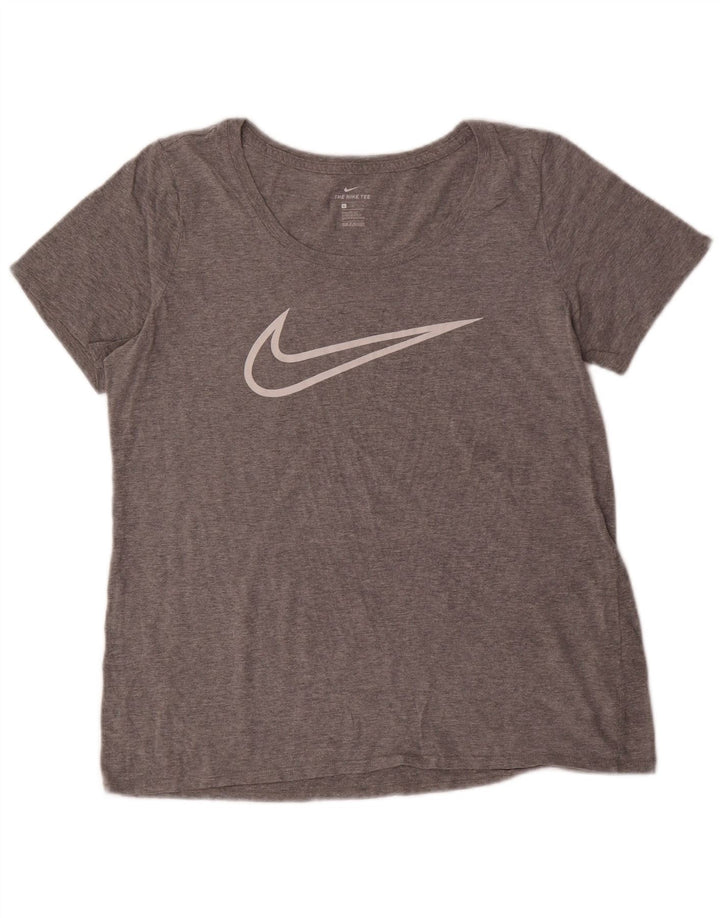 NIKE T-shirt graphique coupe athlétique pour femme UK 16 grand gris moucheté
