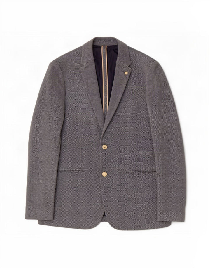 Zara Veste blazer à 2 boutons pour homme UK 40 Large Bleu Coton