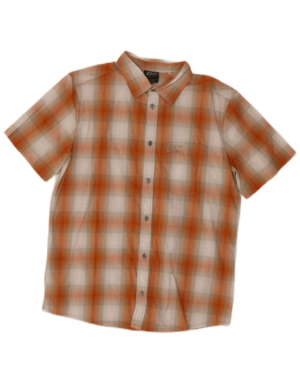 Jack Wolfskin Chemise à manches courtes pour homme UK 36/38 Coton à carreaux orange moyen