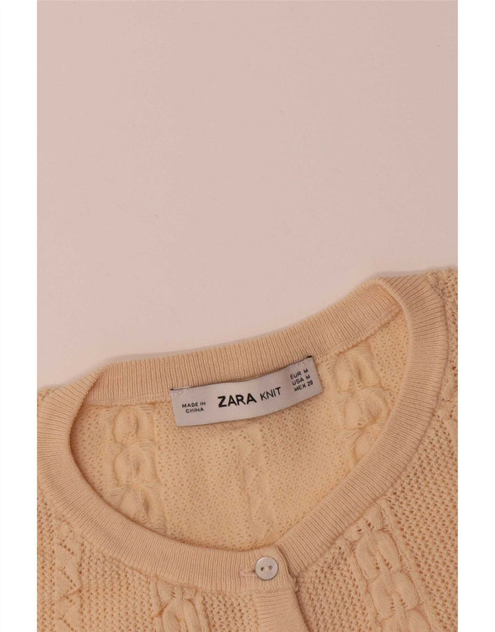 Zara Pull à col boutonné pour femme UK 12 Beige moyen