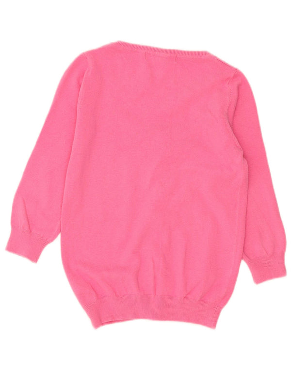 Zara Womens Cardigan à manches 3/4 Pull UK 10 Petit Coton Rose