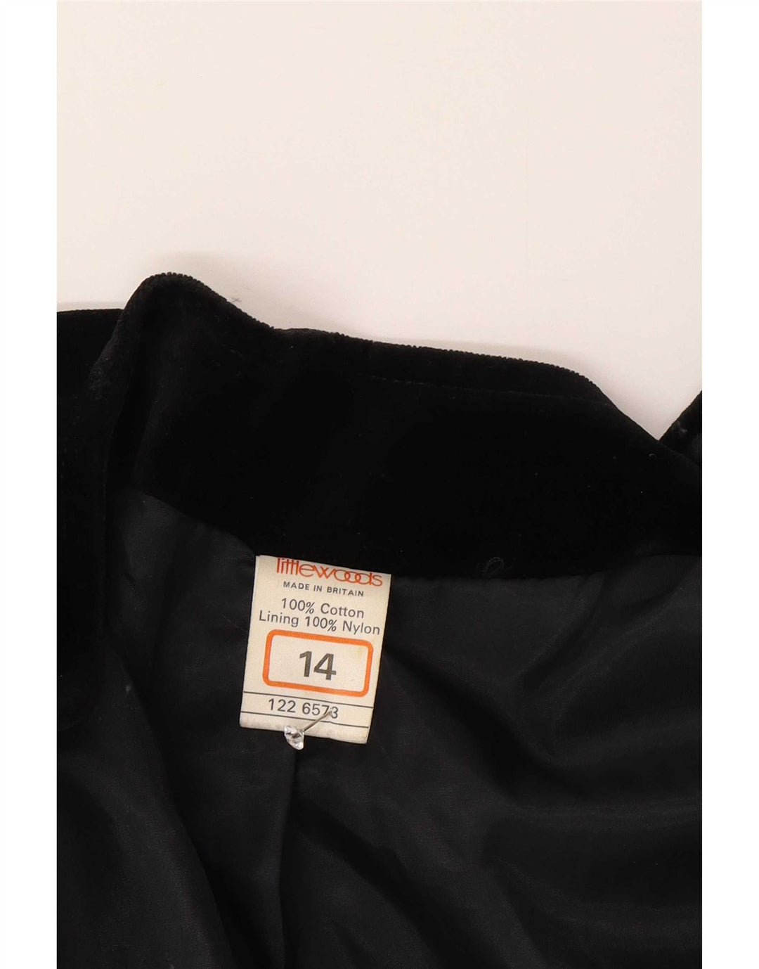 vintage Femme Velours Surdimensionné Blazer Veste UK 14 Moyen Noir Coton