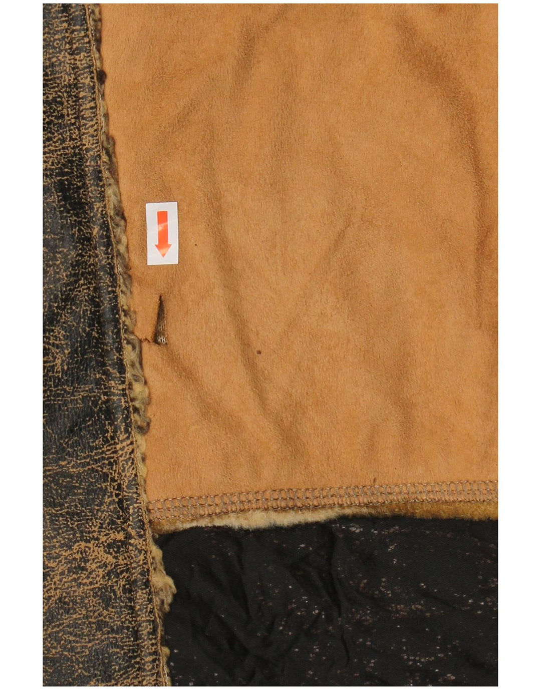 ENERGIE Veste Sherpa Homme UK 40 Large Marron Patchwork Coton