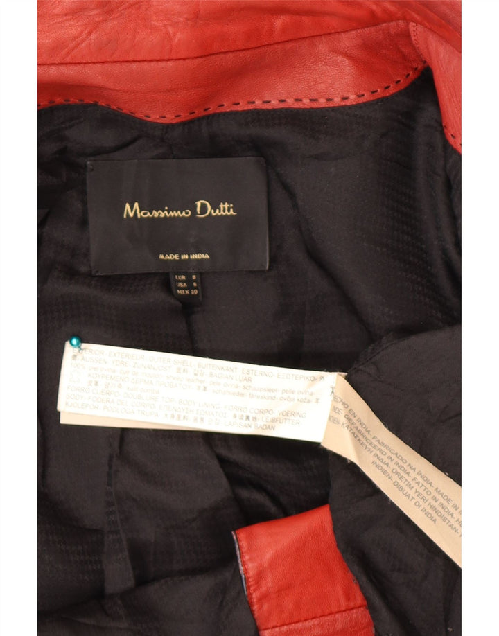 Massimo Dutti Veste de motard en cuir pour homme UK 36 Petit cuir rouge
