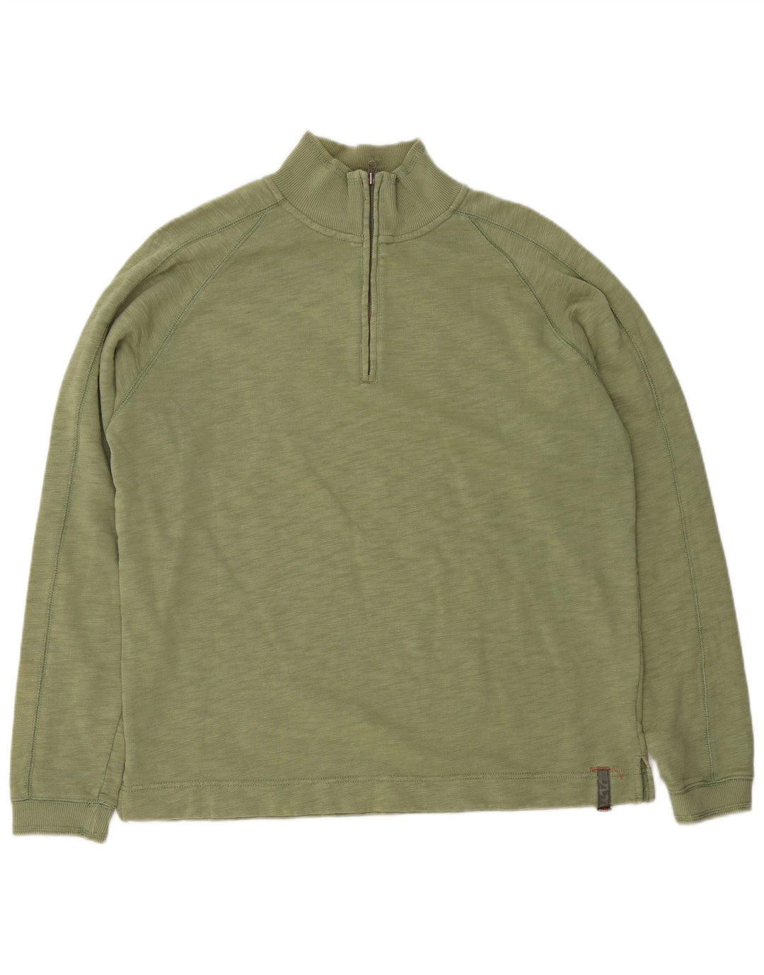 White Stuff Sweat-Shirt Col Zippé Homme Vert Moyen Moucheté Coton