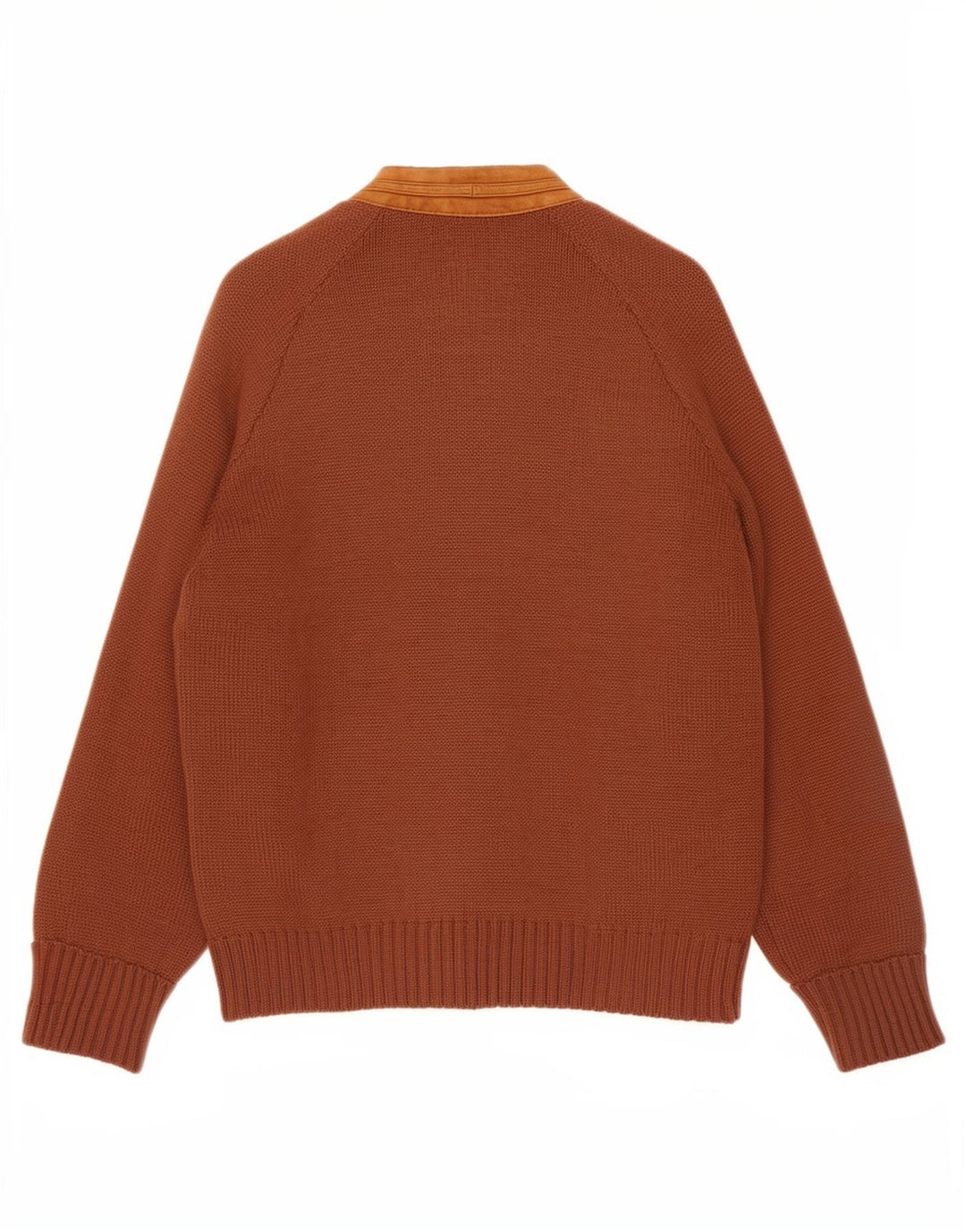 vintage Mens Cardigan Pull Cuir Marron Moyen