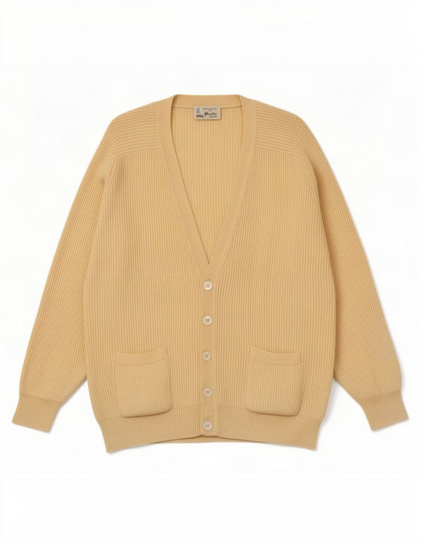 vintage Mens Cardigan Pull XL Jaune Nouvelle Laine
