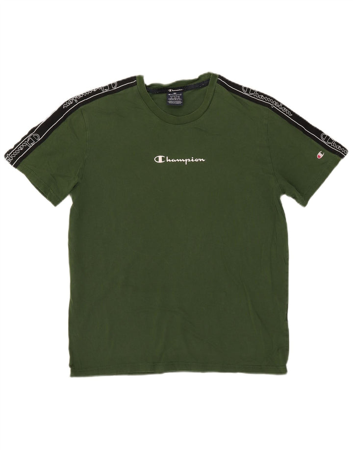 Champion T-Shirt Graphique Homme Vert Moyen Colourblock