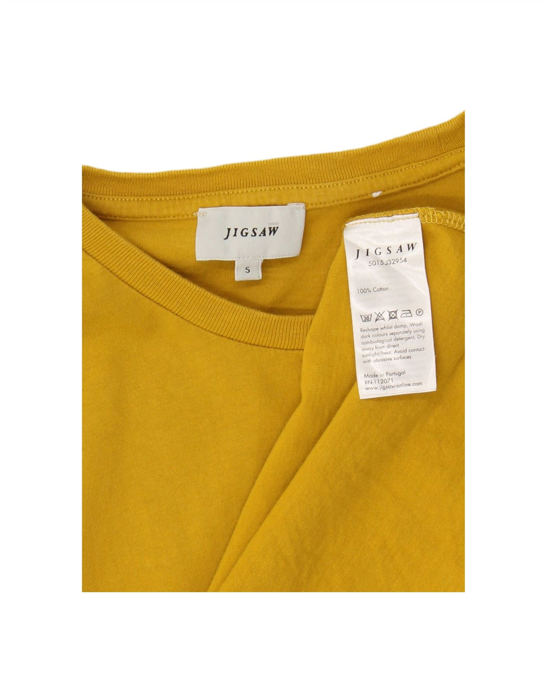 JIGSAW Mens T-Shirt Top Small Yellow Cotton