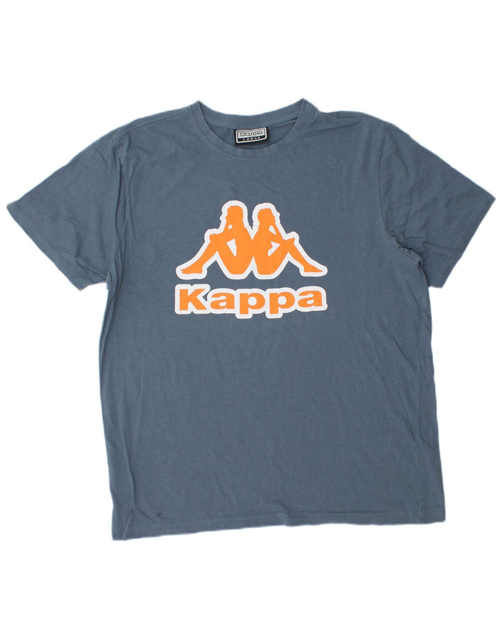 Kappa Mens Graphic T-Shirt Top Large Bleu Coton