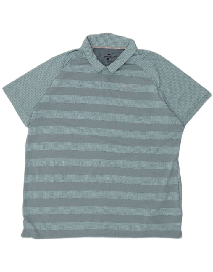 NIKE Polo Homme 2XL Bleu Rayé Polyester