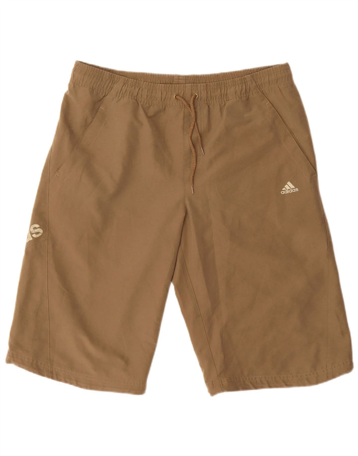Adidas Short de sport graphique pour homme en polyester marron moyen
